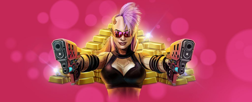 random progressive jackpot in cyberpunk city slot game