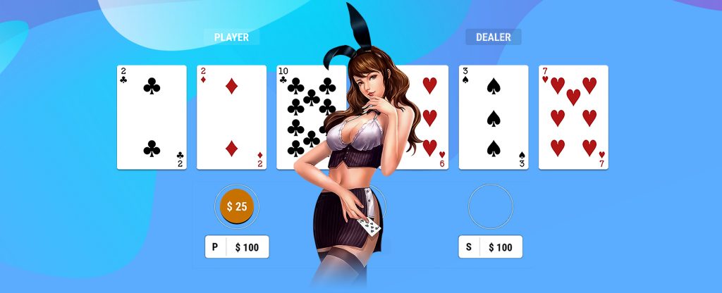 Teen Patti game screen showing player and dealer hands, with a female dealer in the center.